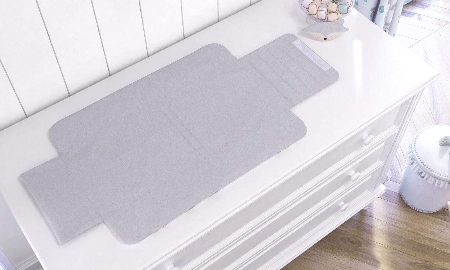 Trocador de Fraldas Portátil Raposinha Cinza 85x40cm