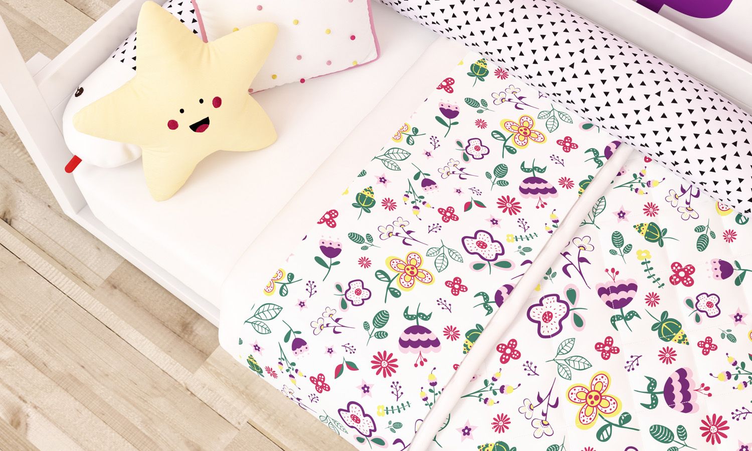 Jogo de Lençol Mini Cama Floral Moderna