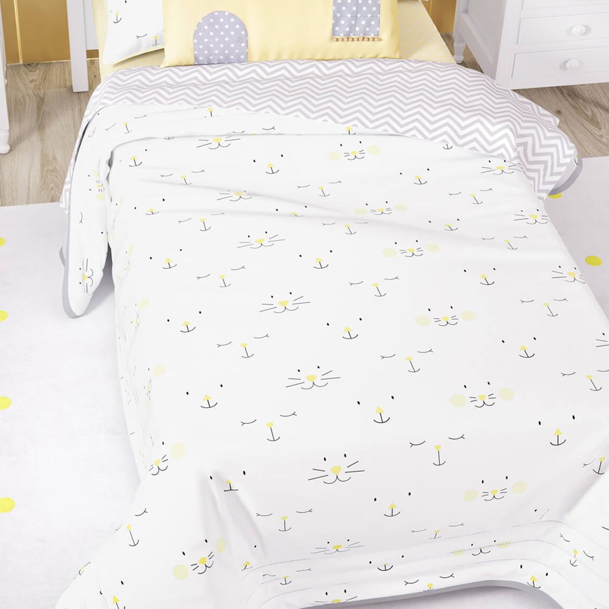 Edredom Infantil Solteiro Amiguinhos Amarelo