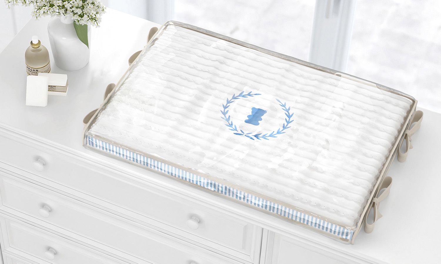 Trocador de Fraldas Urso Tricot Luxo Azul