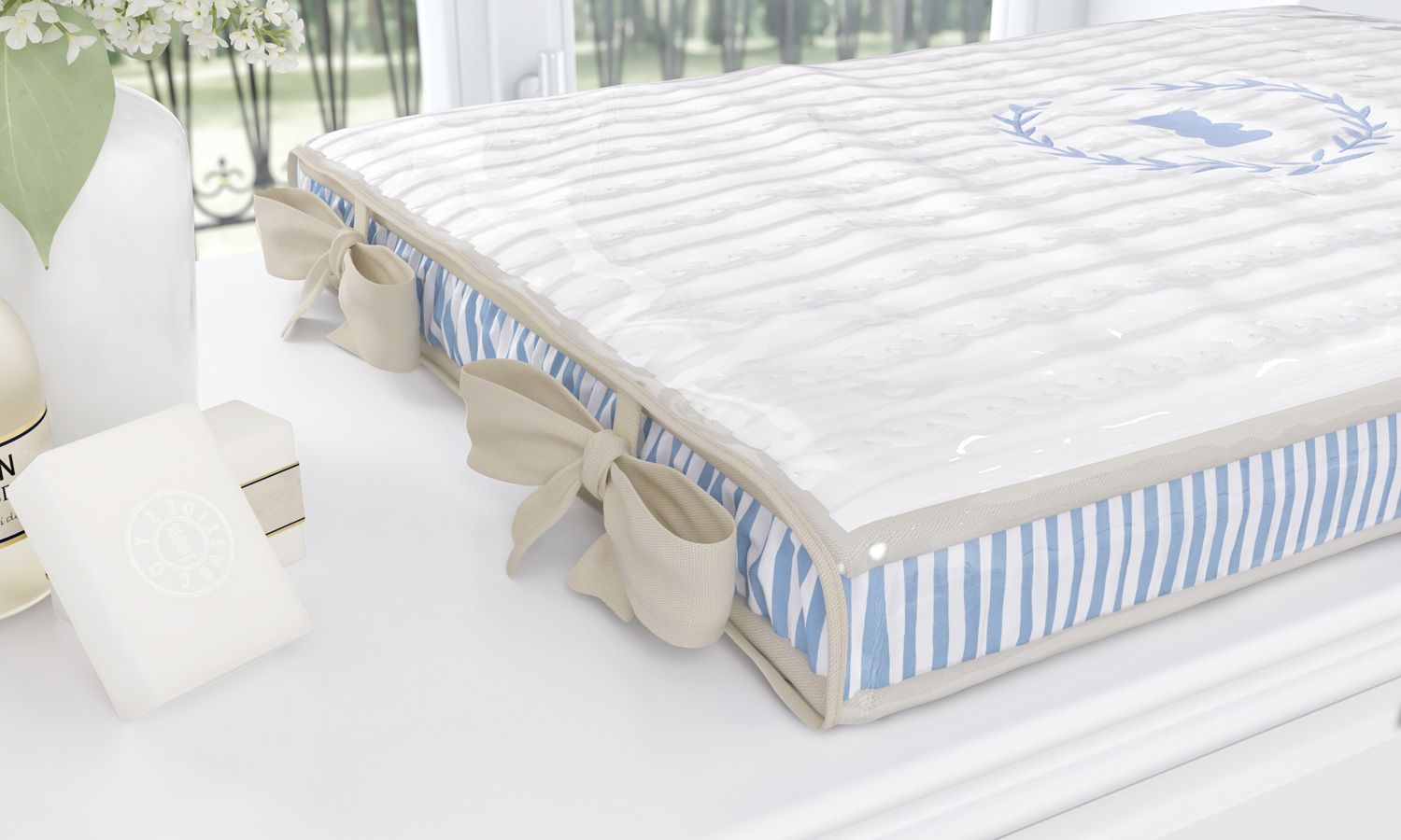 Trocador de Fraldas Urso Tricot Luxo Azul