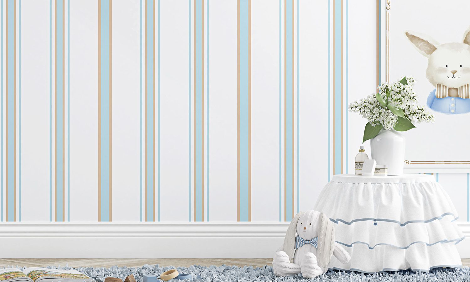 Papel de Parede Luxo Listrado Azul 3m