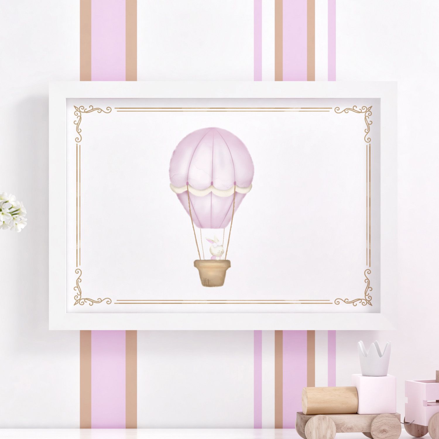 Quadro Coelha no Balão Rosa 46cm 