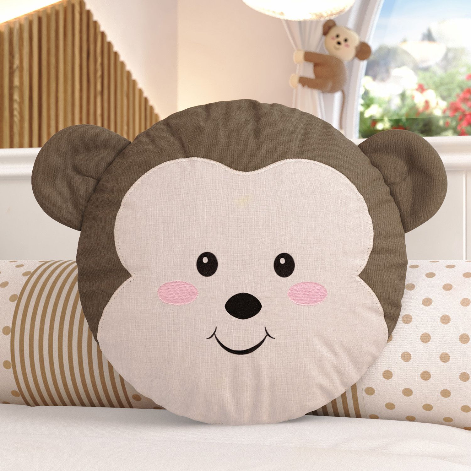 Almofada Redonda Amiguinho Macaco 30cm