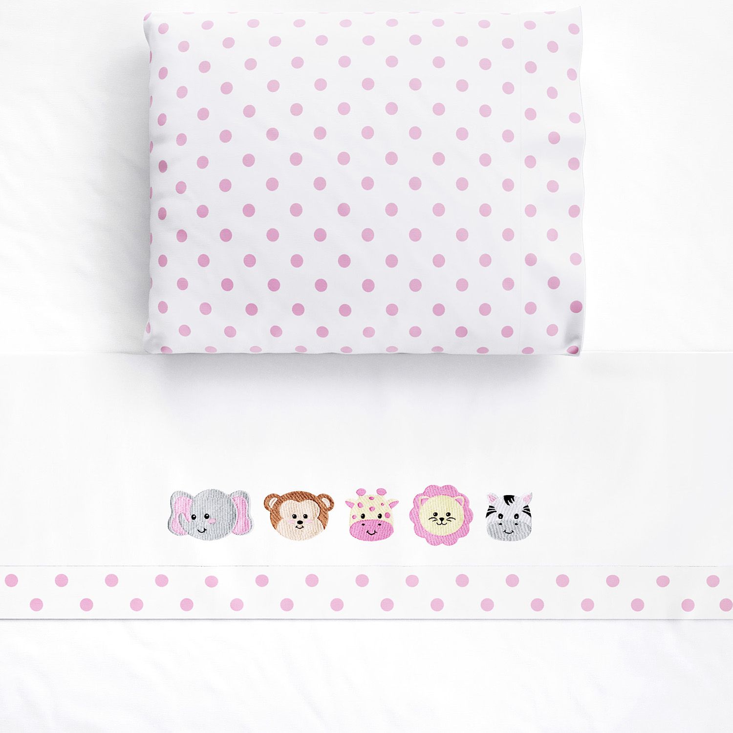 Jogo de Lençol Berço Bordado Amiguinhos Safári 3 peças