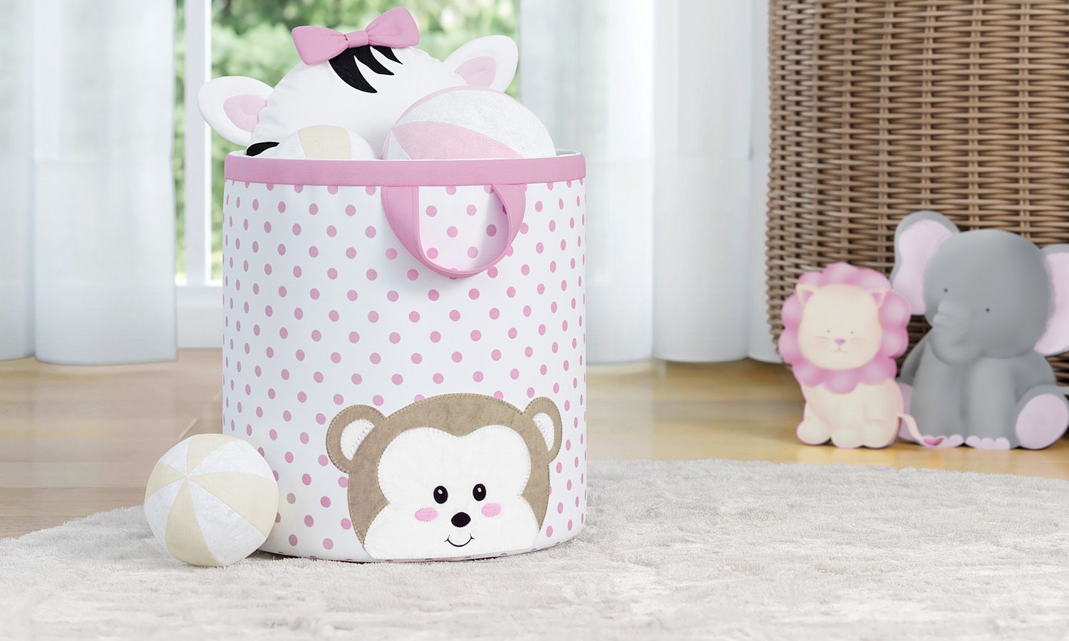 Cesto Organizador para Brinquedos Amiguinho Macaco 28cm