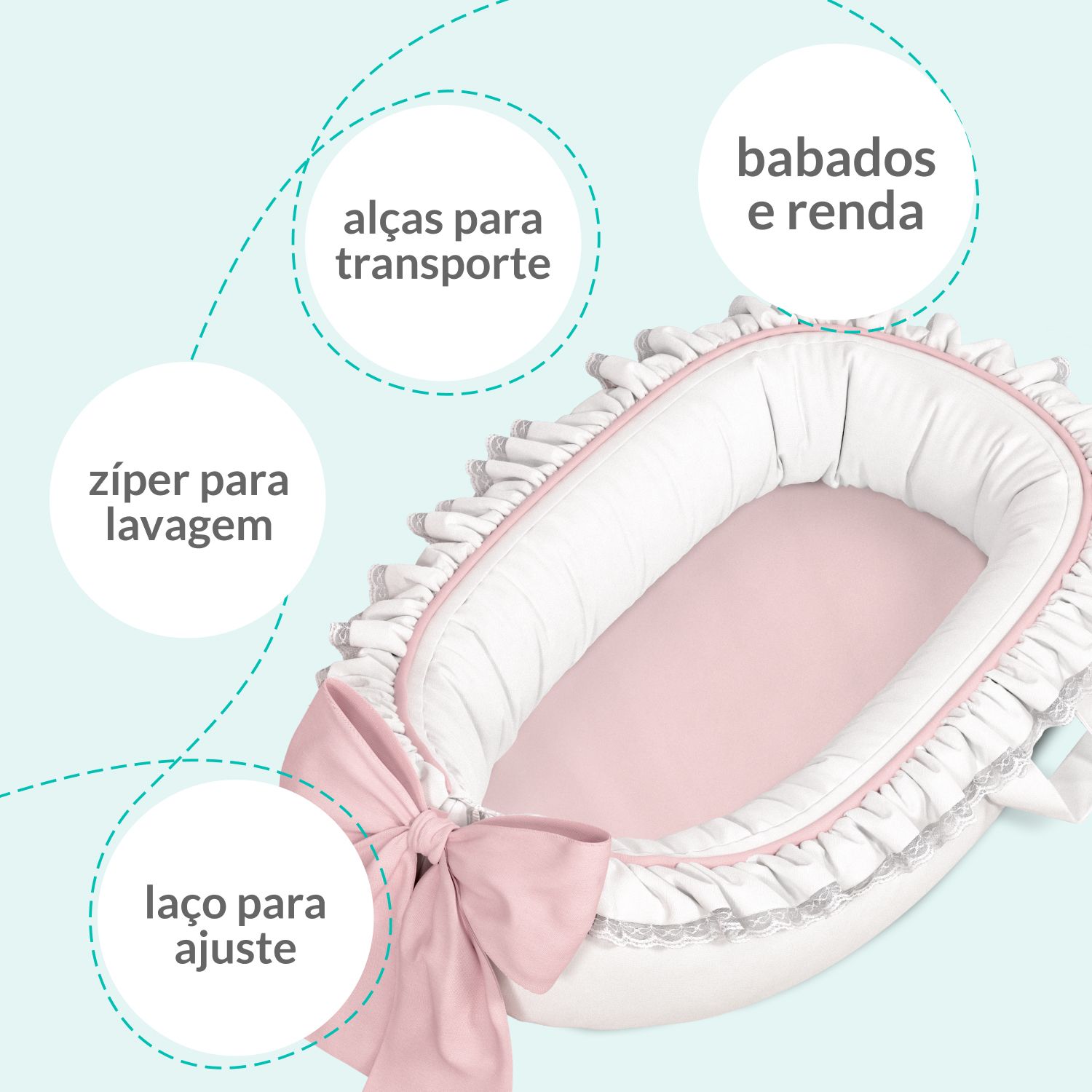 Ninho para Bebê Redutor de Berço Princesa Clássica 80cm