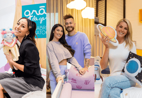 Imagem de famosos com produtos da Grão de Gente
